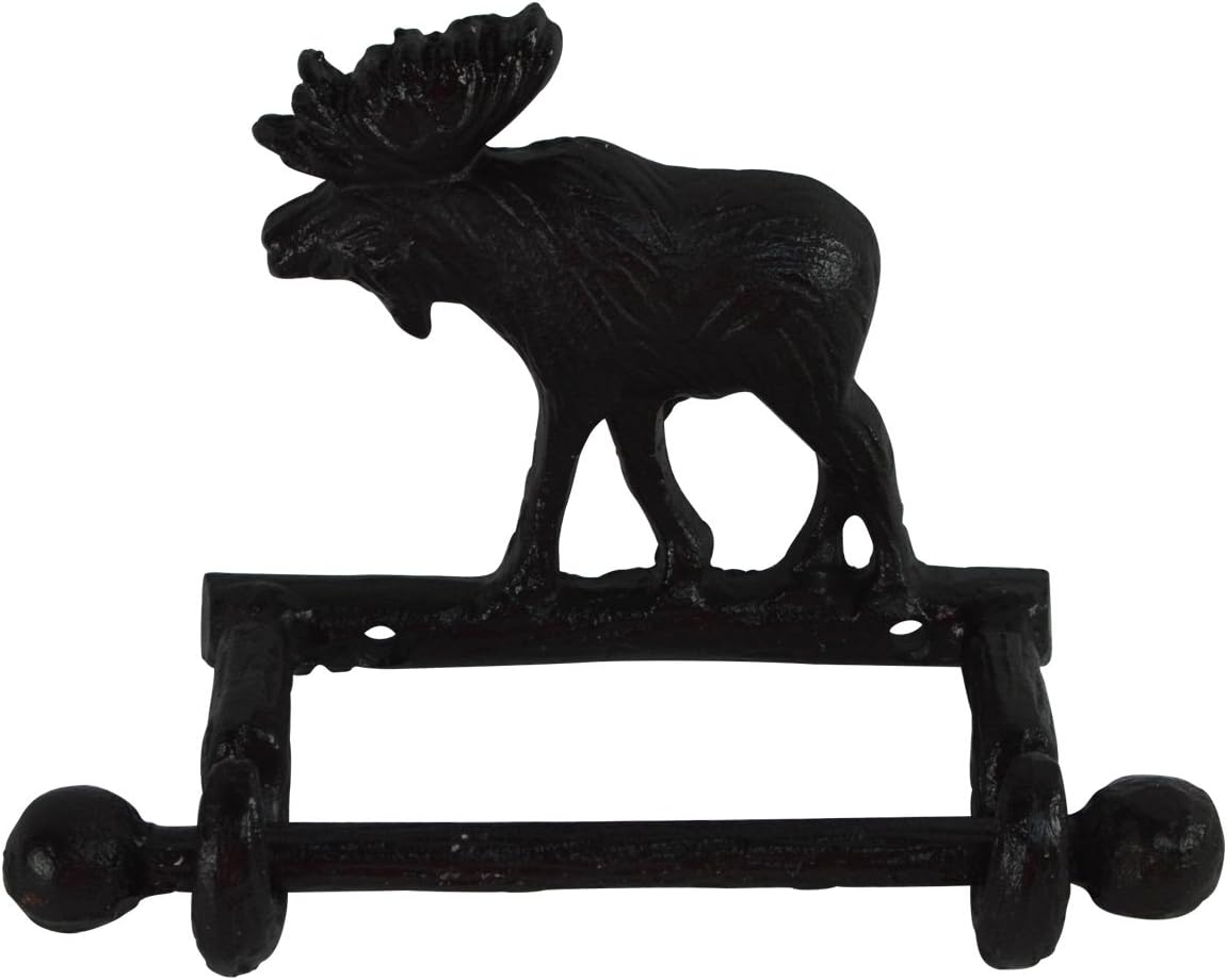 Treasure Gurus Metal Wall Mount Bull Moose TP Toilet Paper Roll Holder Rustic Cabin Bath Decor