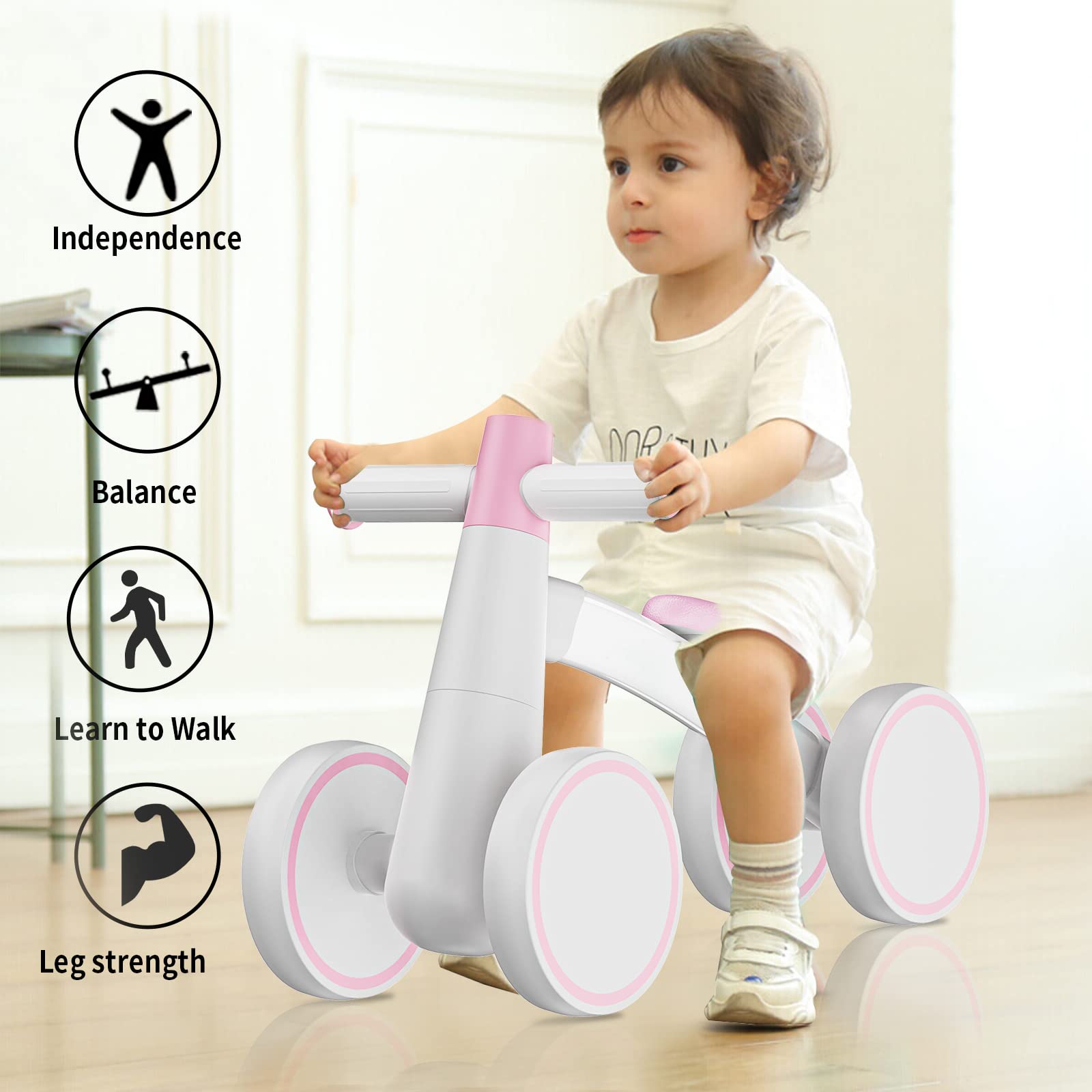 SEREED Draisienne Bébé 12-24 Mois, Premier Vélo à 4 Roues pour Garçons et Filles, Cadeau Anniversaire Noel