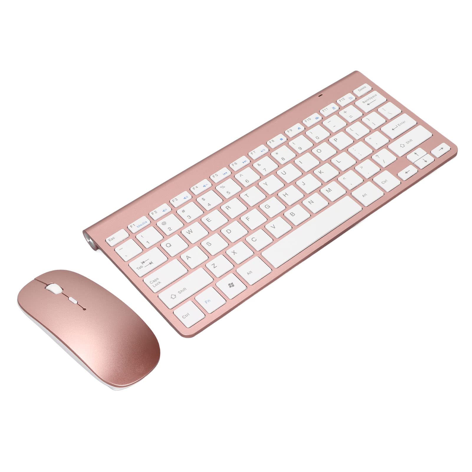 MOOJAY Combo Tastiera E Mouse Wireless - Ultrasottile, Silenziosa, Con Tappetino, Rosa Bianco