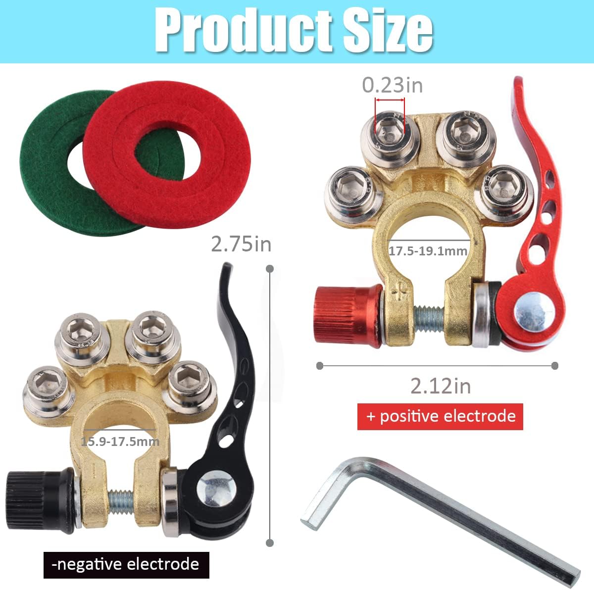 Battery Terminal Connectors, Quick Release Battery Terminal 2PCS for SAE/JIS Type A Posts, 4 Way Positive Negative Car Connector Automotive Battery Cable Wire Terminal Replacement Accessories : Automotive