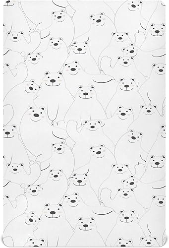 Sábanas para cuna de bebé con diseño de dibujos animados de oso polar, suaves, transpirables, para guardería, cochecito, cuna, colchón unisex, 52 x