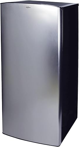Koolatron Refrigerador compacto de acero inoxidable con congelador, 6.2 pies cúbicos (176 litros), platanegro, respaldo plano que ahorra espacio,
