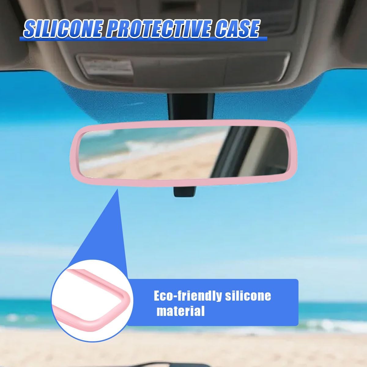 YoRise Car Rear View Mirror Protector Frame, Rearview Edge Cover (Pink) | Car Rearview Mirror Cover, Car Mirror Decoration Protector Accessories for Most Cars