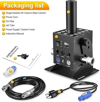 CO2 Stage Effect Machine, 150W Single Pipe DMX CO2 Jet Machine, Air Column CO2 Jet Fogger Machine Kit with 6m Hose for Stage Show Club Party Concert