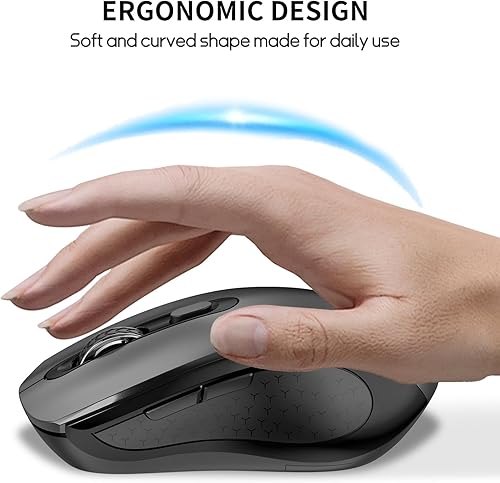 Miniatura 5 de Ratón inalámbrico con botones laterales, 2400 DPI, rueda de desplazamiento antideslizante, adecuado para computadoras portátiles, PC, Chromebooks,
