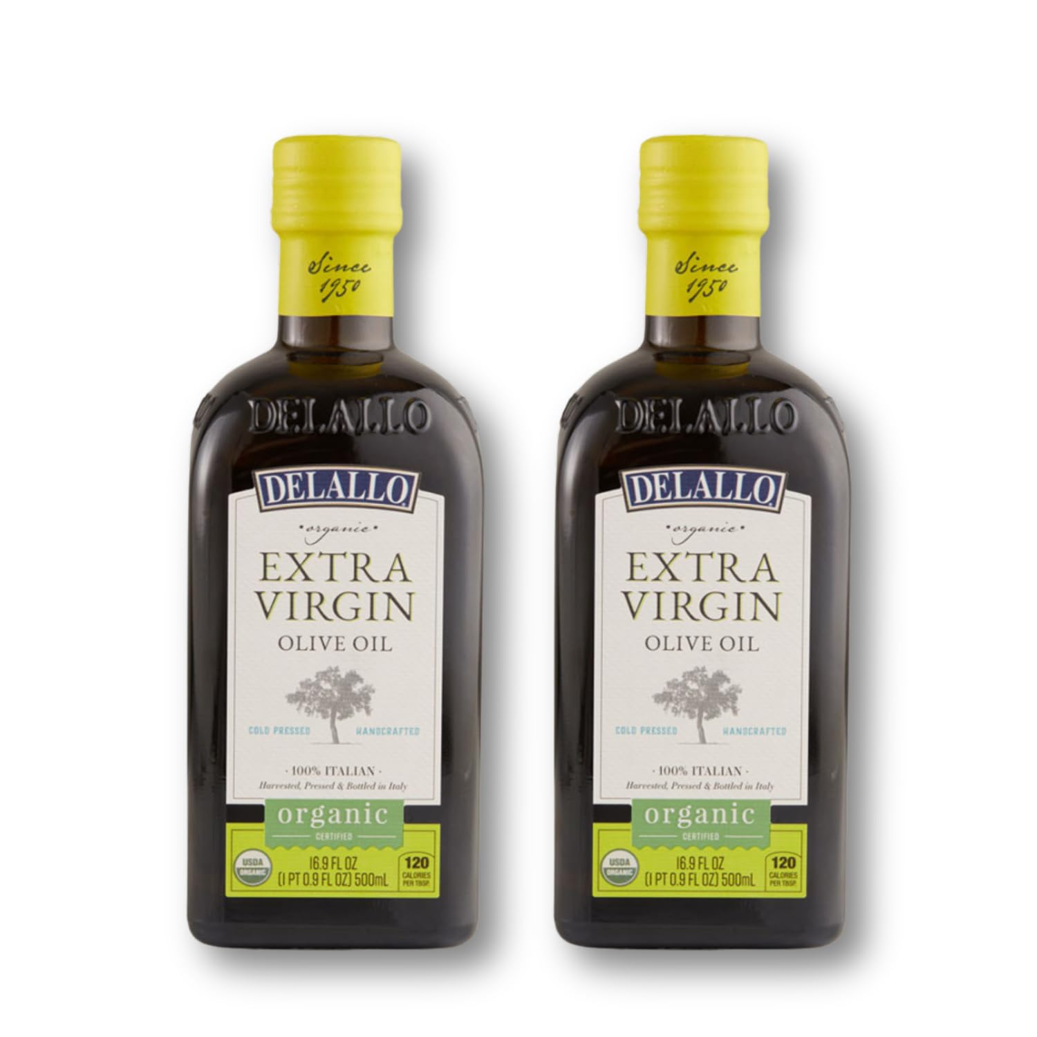 DeLallo Organic Extra Virgin Olive Oil, Imported from Italy, Gourmet Oil for Dipping and Drizzling, Made With First Cold Pressing of Olives, 16.9 oz Bottle (2 Pack)
