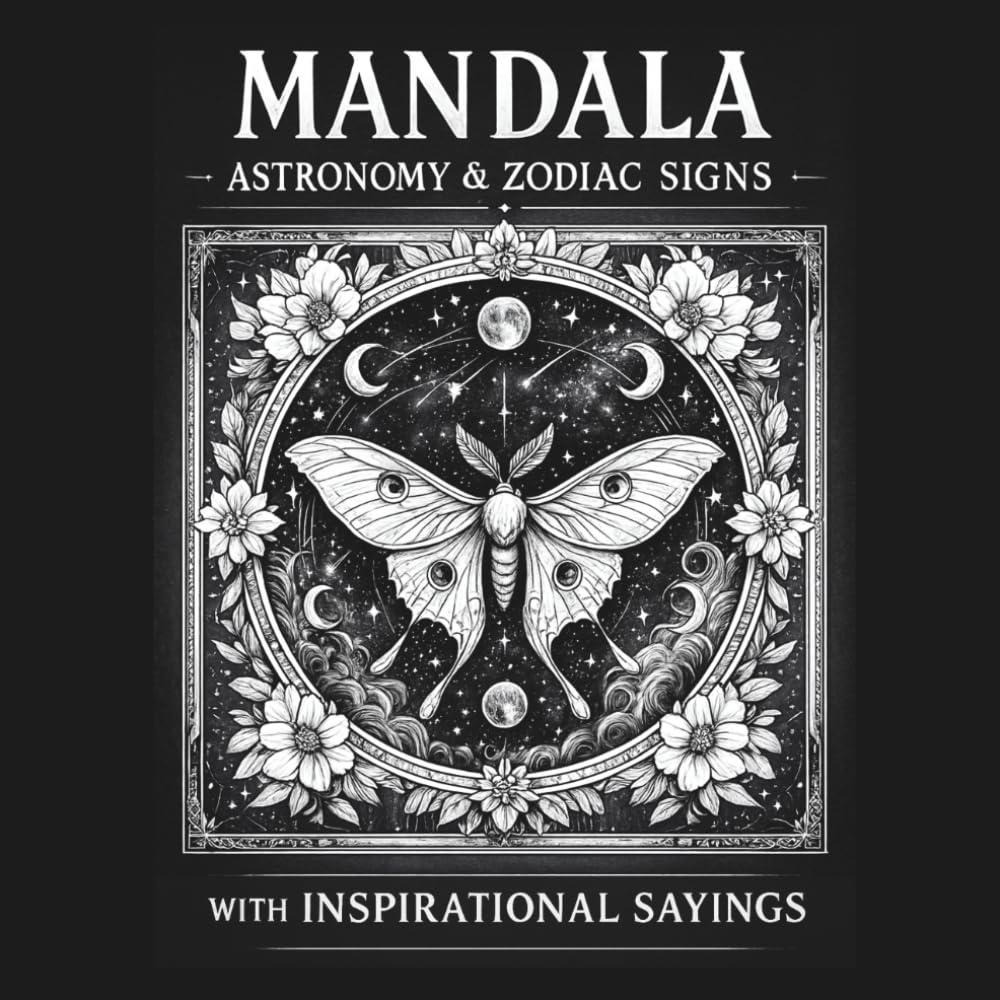 Mandala: Astronomy & Zodiac Signs: A Cosmic Coloring Book for Adults with 50 Intricate Mandalas & Inspirational Sayings