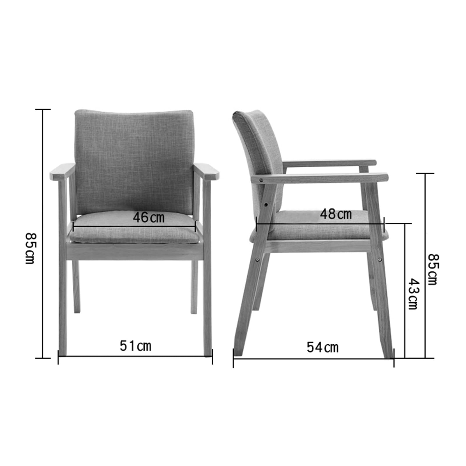 SJIALEN Dining Chair,Home Balcony Backrest Chair Living Room Bedroom Armrest Hotel Restaurant Negotiate Rubber Wood Lounge Chair Kitchen Chair (Color : Coffee)