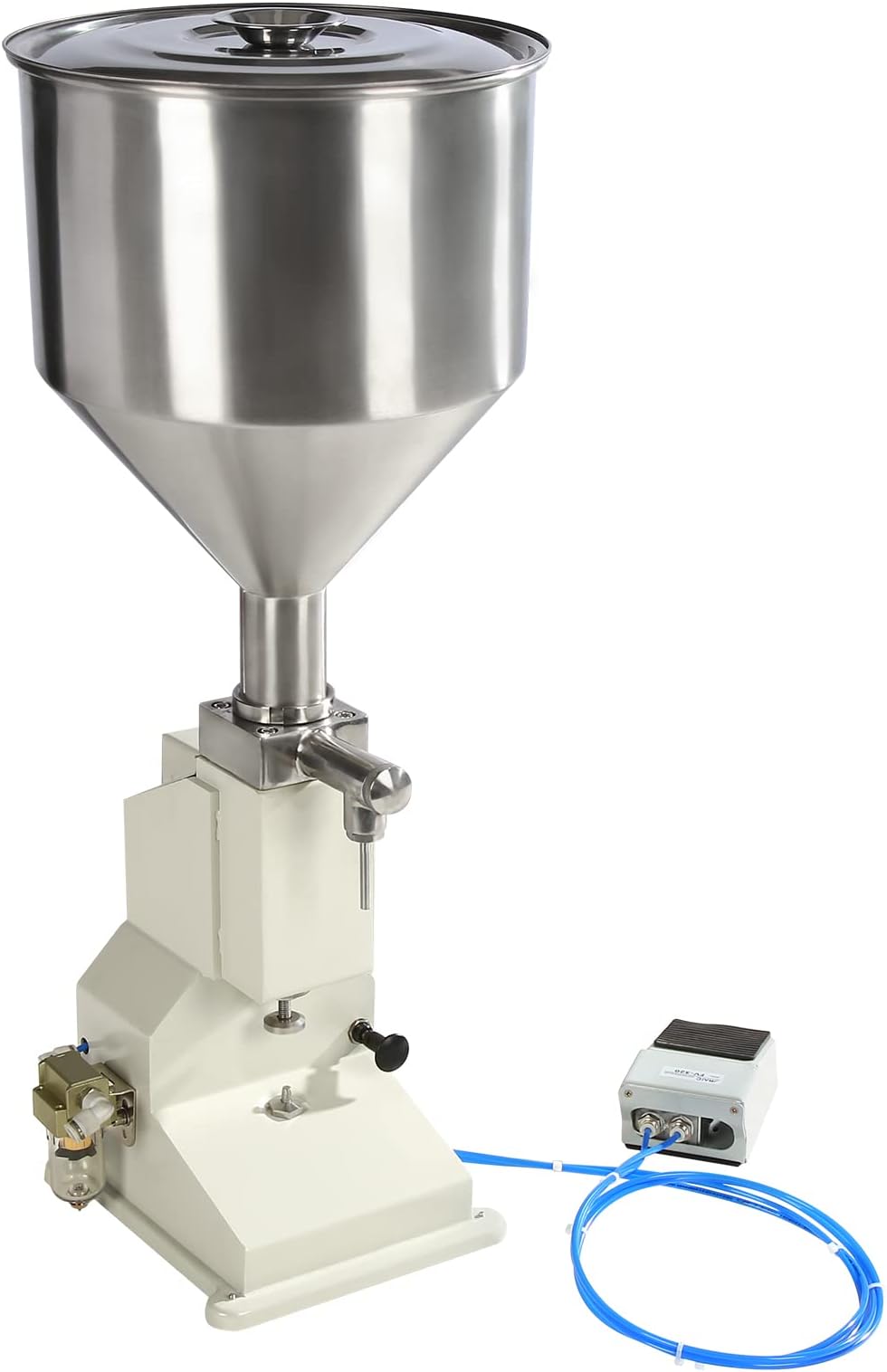 DNYSYSJ A02 Pneumatic Paste Liquid Filling Machine, 5-50ml Adjustable Bottle Filling Machine with 10L Hopper, Liquid Filling Machine Bottle Filler for Liquids, Pastes, Cream