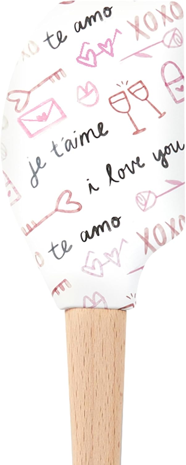 Tovolo Love Script Spatula Valentines Day GIfts for Her, Silicone Spatula Kitchen Utensil for Cooking Mixing Baking Food & Meal Prep, Wooden Handle BPA Free Novelty Spatula Gift for Cooks & Bakers image 4