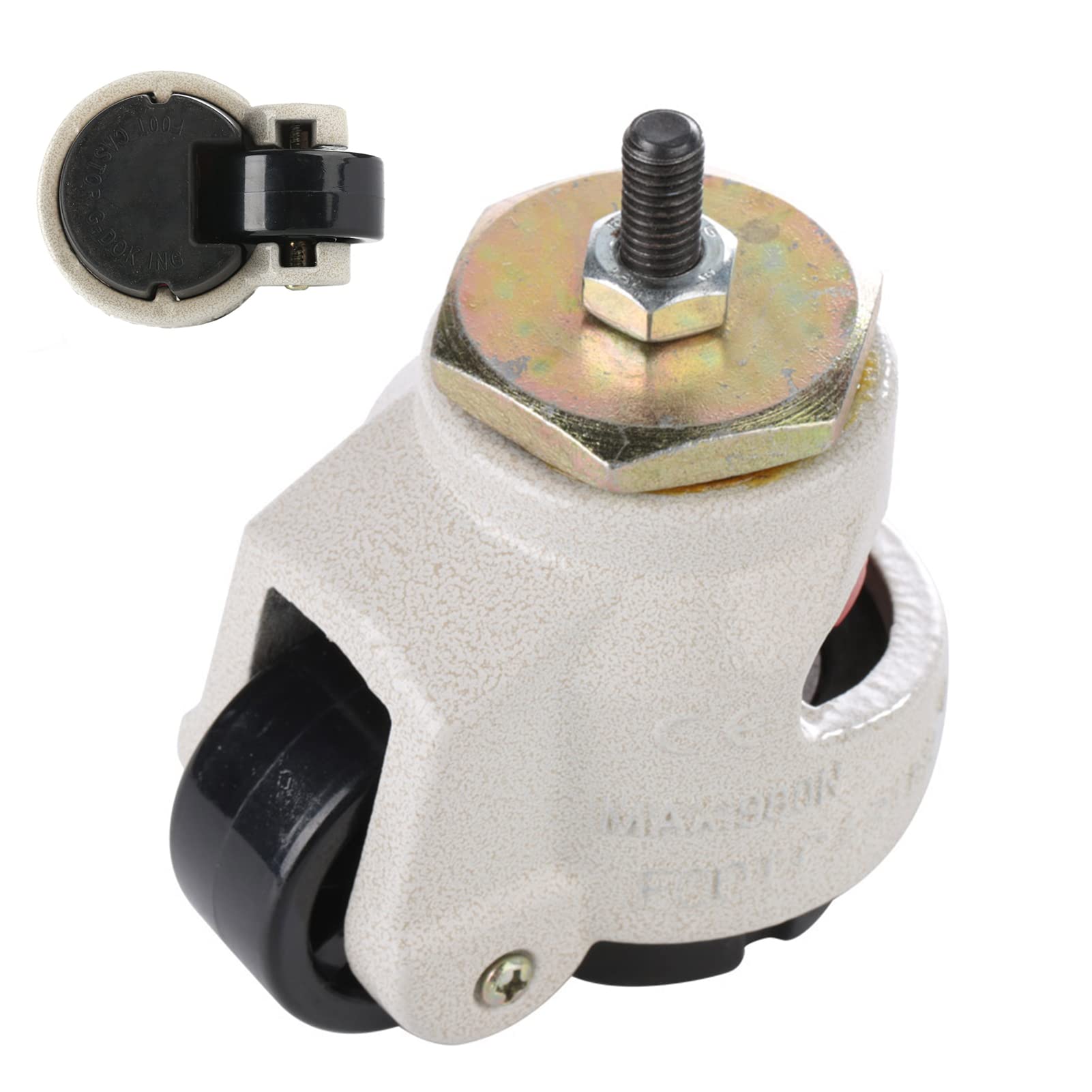 4 Pezzi GD-40S Rotelle Industriali con Stelo Filettato per Regolazione del Livello per Carichi Pesanti Nylon MC Metallo