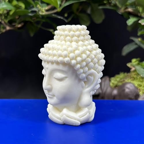 Miniatura 4 de Estatua de cabeza de buda zen, estatua de Buda Amitabha blanca, decoración de Feng Shui, mini escultura de cabeza de Buda para el hogar, oficina,