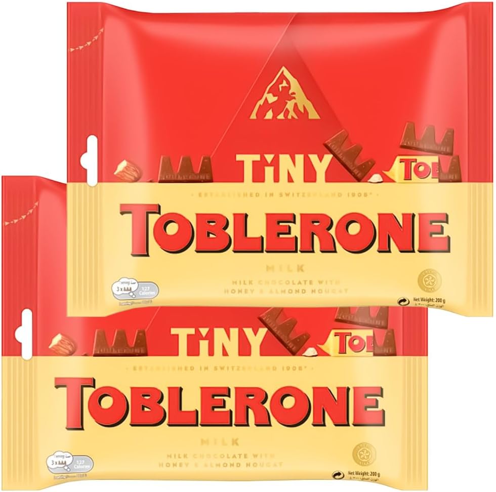 Toblerone Tiny Milk Bag, 7.1 oz 200 g, Set of 2 Bags, Swiss Chocolate, Imported Chocolate