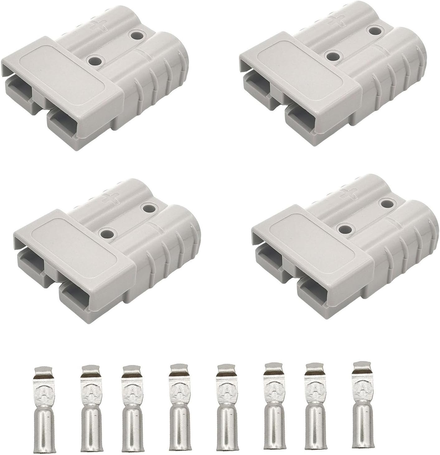 2 Packs Grey 50A Battery Quick Connector Disconnect Jumper Cable Plug Connector with 4pcs 6AWG teminals for Winch Trailer Forklift Towing Systems