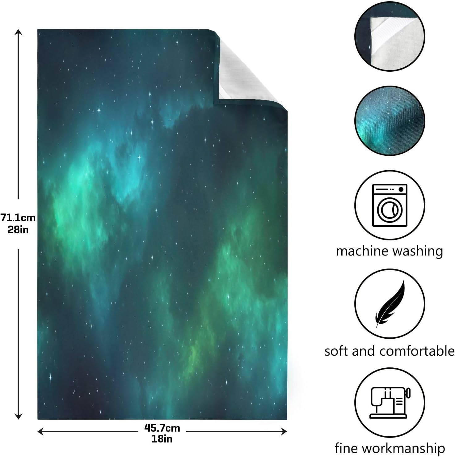 Teal Green Galaxy Kitchen Towels Set of 6, Soft Absorbent Quick Drying and Reusable Dish Towels for Kitchen, Bathroom and Home Decor, 18 x 28 in
