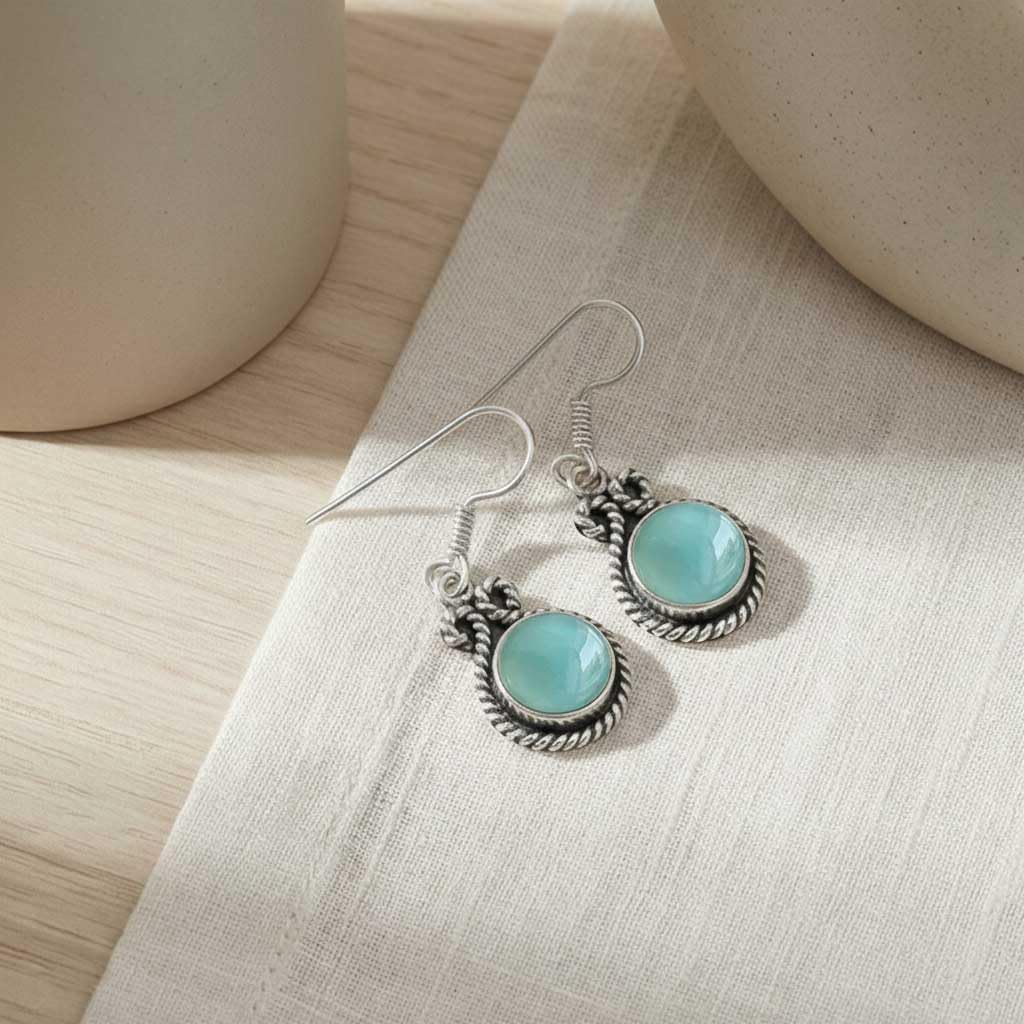 925 Sterling Silver Overlay Handmade Jewelry Round Carnelian, Rose Quartz, Turquoise, Garnet Natural Gemstone Boho Drop Dangle Earring For Women