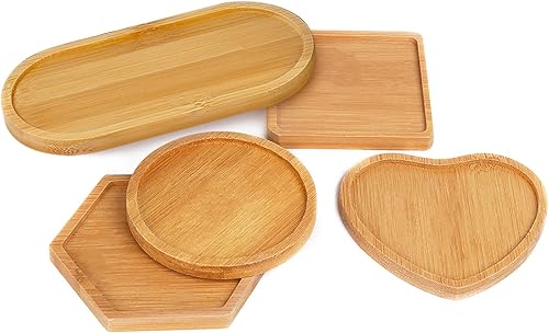 Miniatura 3 de Posavasos de bambú de mosaico, bandejas de base en blanco, posavasos para beber, posavasos para plantas, placa de arte (paquete de 6, azulejos de