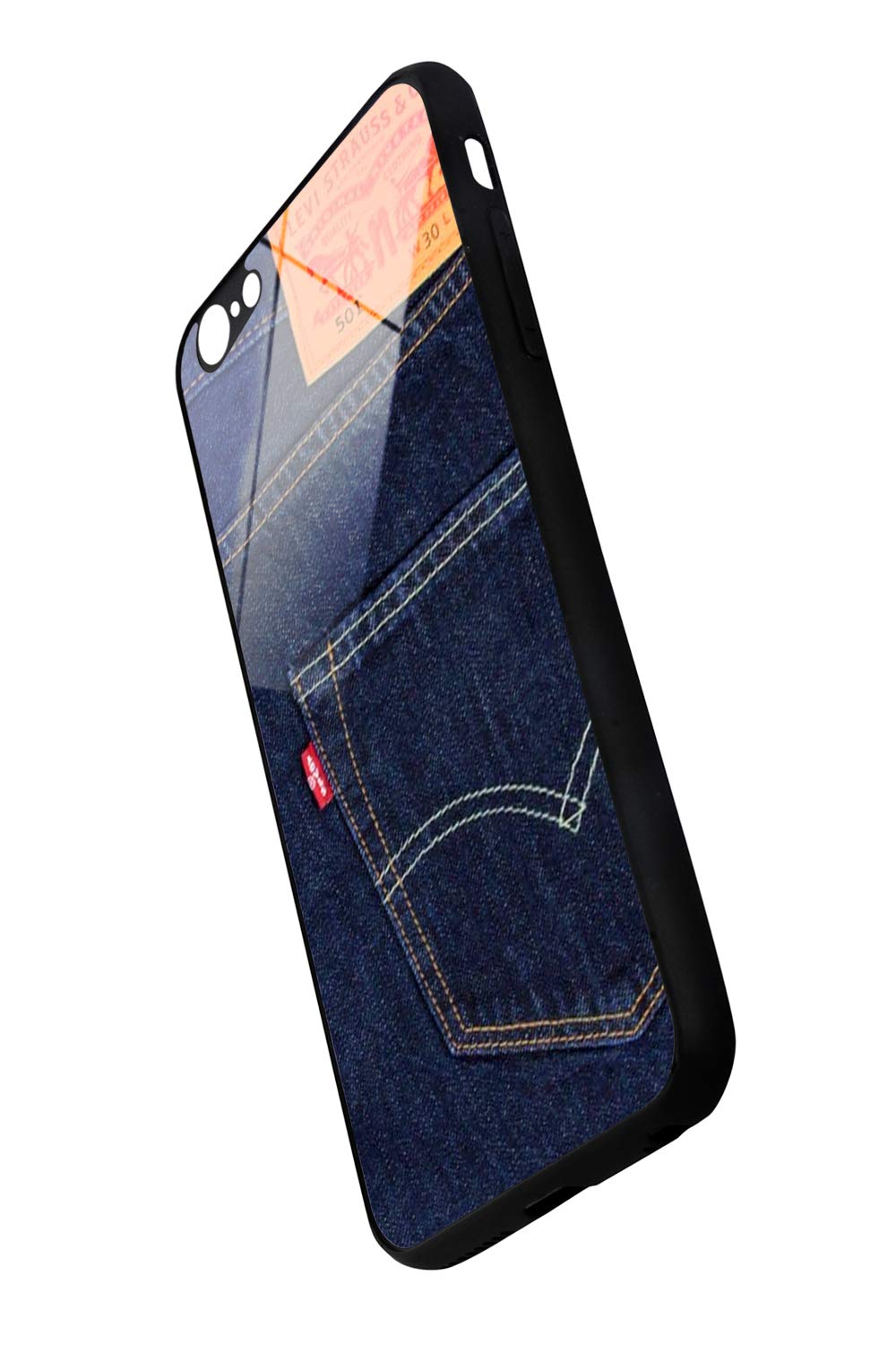 Pixelz - Denim Printed Real Glass Back Case for Apple iPhone |Shockproof Scratch-Resistant| (Style 20) (iPhone 6 plus/6s Plus)