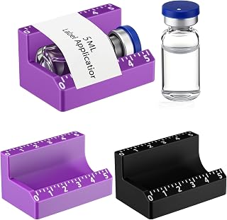 2 Pcs Peptide Vials Label Applicator Tool for Small Jars, 10ml | Ruler Markings, Precise Alignment Fits Essential Oils Cosmetics, Prevents Crooked Labels, Handheld Steady Application Device
