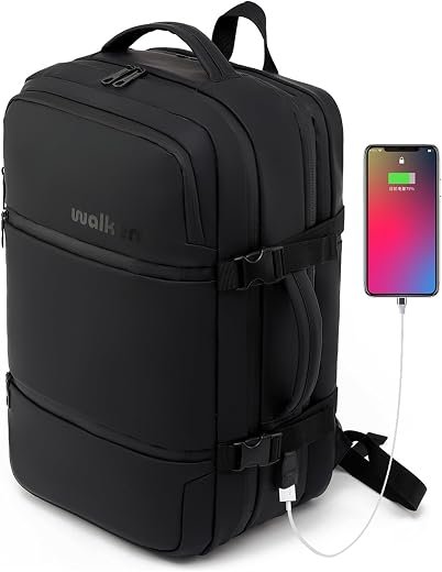 WALKENT Premium 15.6 Inch Laptop Bag 32L, Anti-Theft Pockets, Waterproof, Expandable Backpack with USB, Cushioned Strap for Travel Office College…