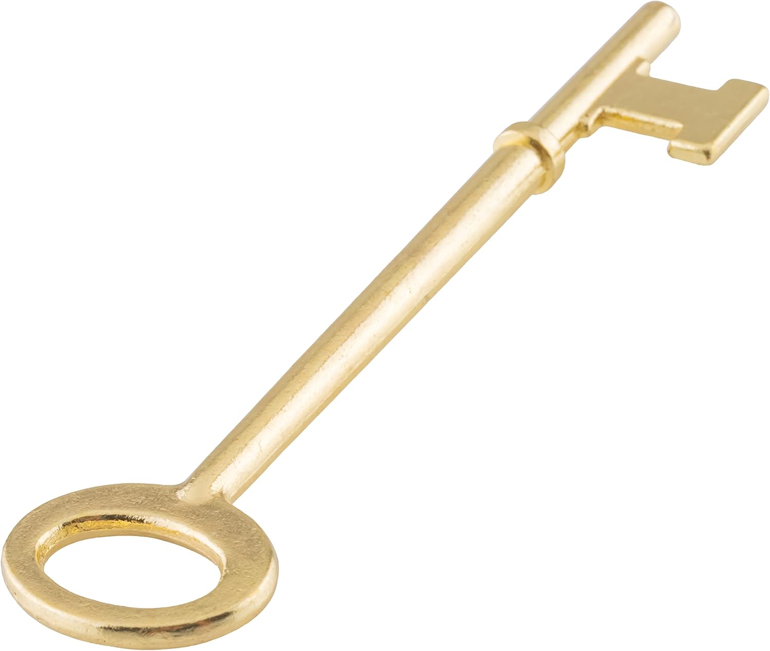 Brass Plated Skeleton Key w/Double Notched Bit for Architectural Locks | Antique Furniture Hardware | SK37-DB