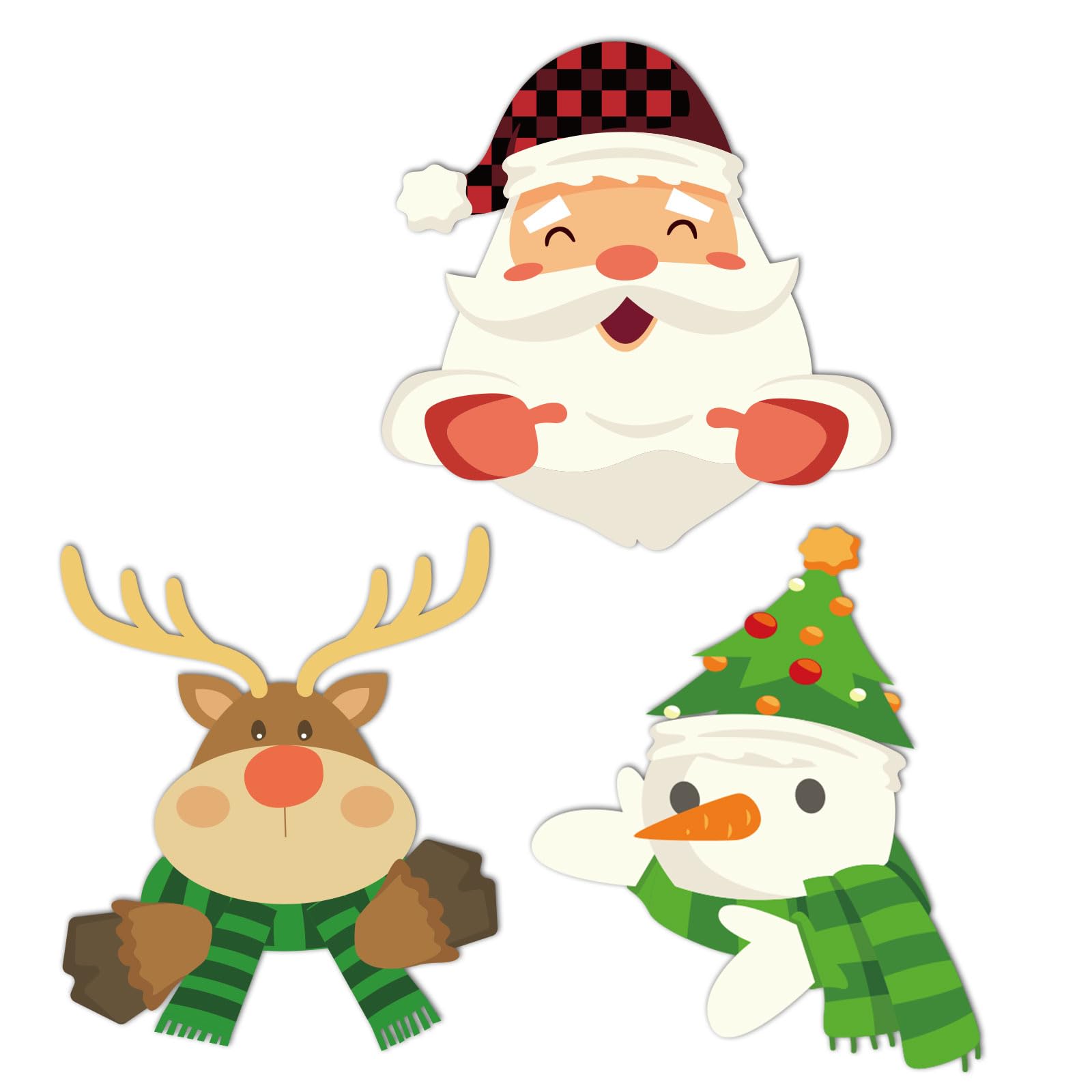3uds Decoraciones Navideñas para Vallas, Decoración Navideña con Luces LED de Cadena Letrero Navideño para Exteriores para Vacaciones Jardín Patio Decoración (Alce, Papá Noel, Muñeco de Nieve)
