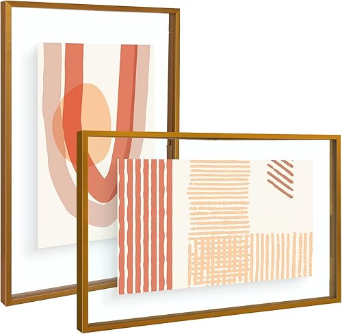 Vista 131 de Frametory, Marco de fotos flotante de 16 x 20 pulgadas, marco de fotos de metal, cristal real, para montaje en pared o mesa (negro, paquete de 2)