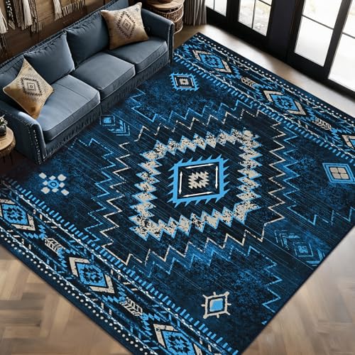Yinhua Western 8x10 Rugs for Living Room, Moroccan Low-Pile Washable