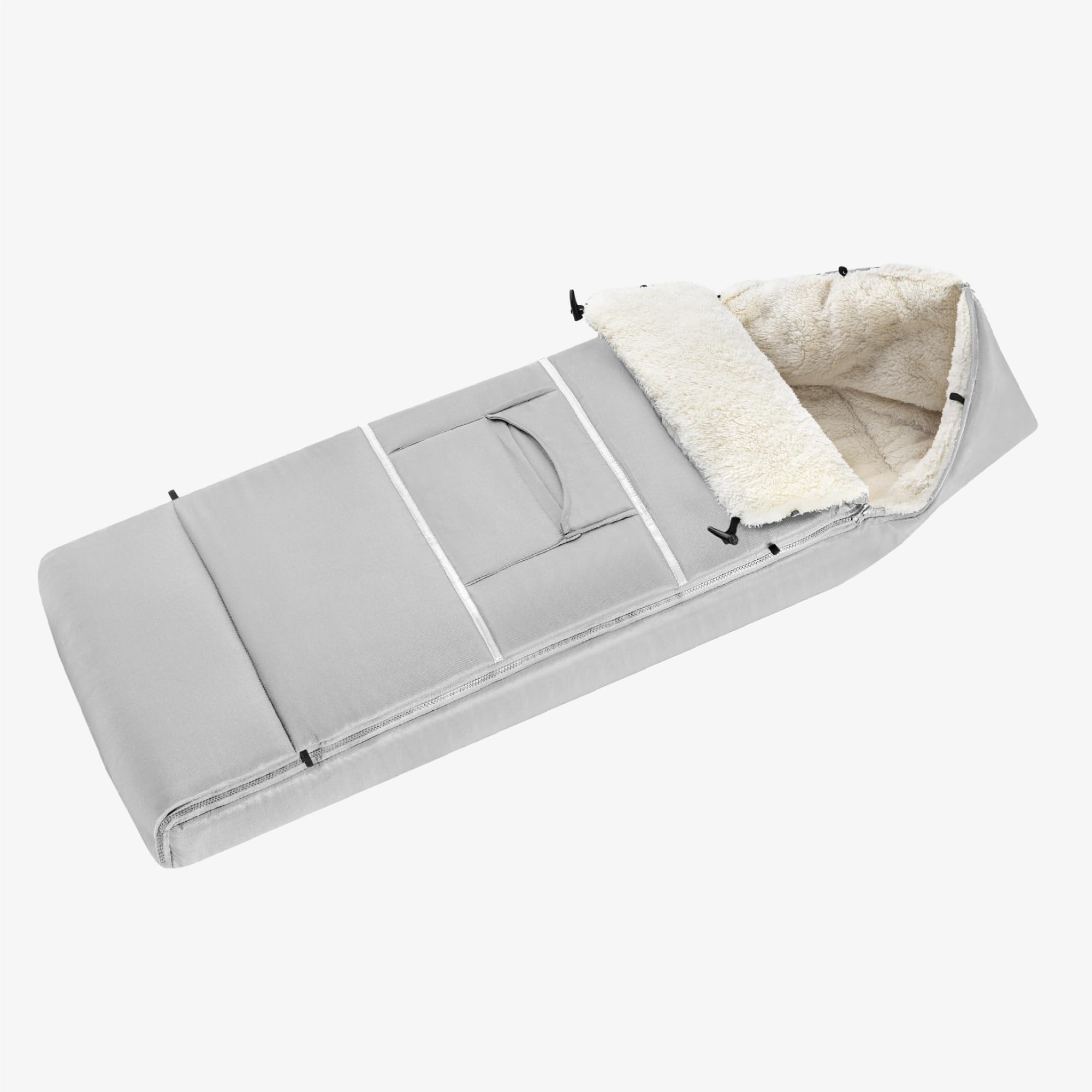 Navaris Sacco Passeggino Invernale Extra Large - Sacco Termico Passeggino Universale Grande - Coprigambe Carrozzina Neonato Bambino - Impermeabile con Cerniera - Da 12 a 48 Mesi - Grigio Chiaro