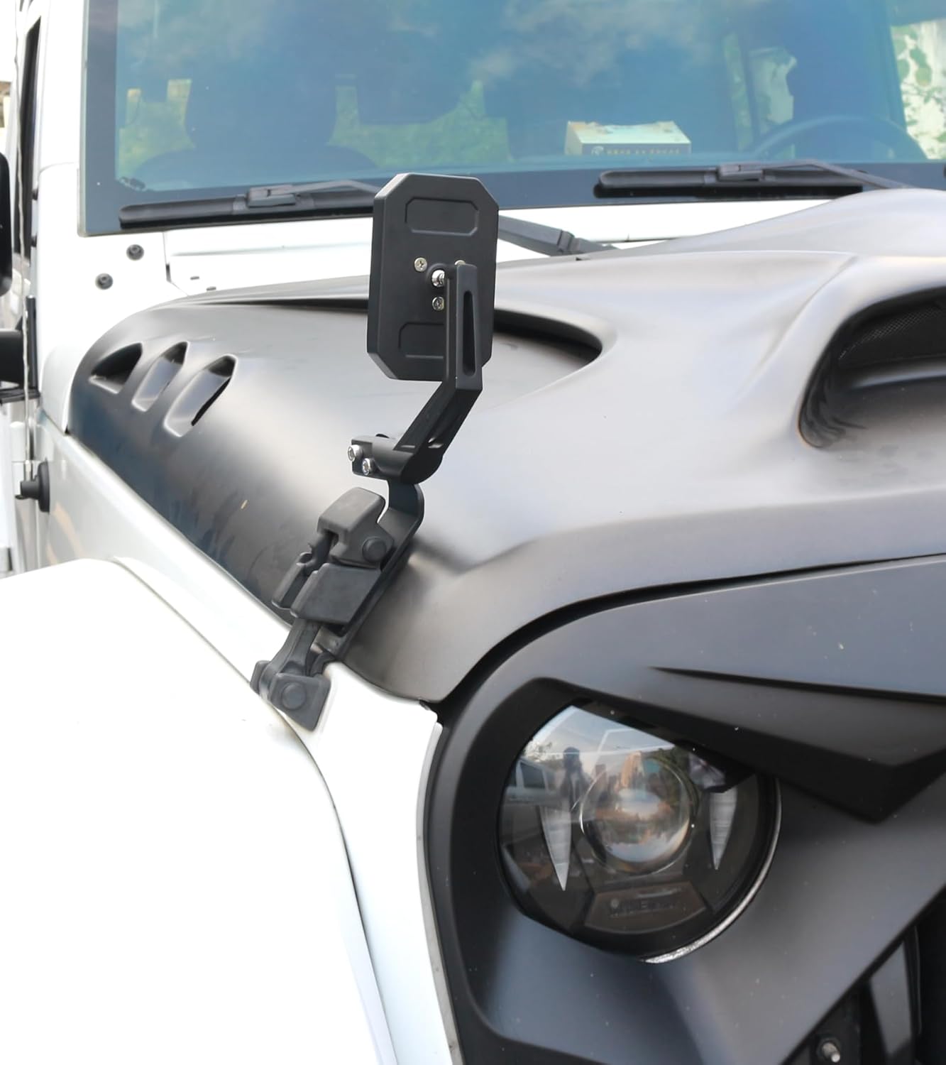 Hood Mirror Adjustable Wide-angle Blind Spot Mirror Compatible with 2007-2017 Wrangler JK JKU JL JLU JT 2007-2024-Left-hand Passenger Side