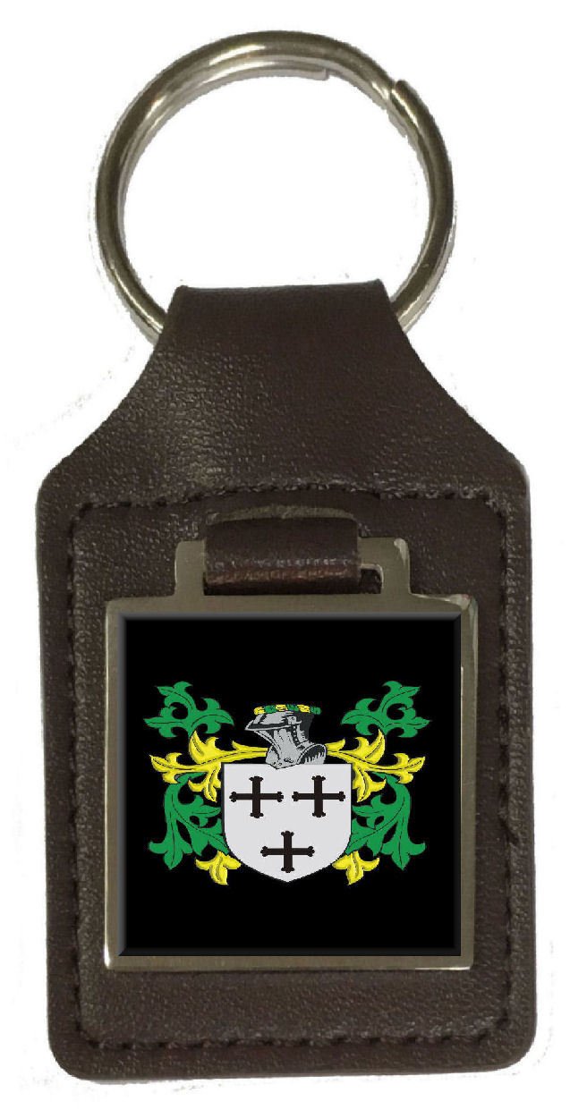 Crellin - Llavero de Piel con Escudo de la Familia, diseño de Escudo de Armas, Color marrón