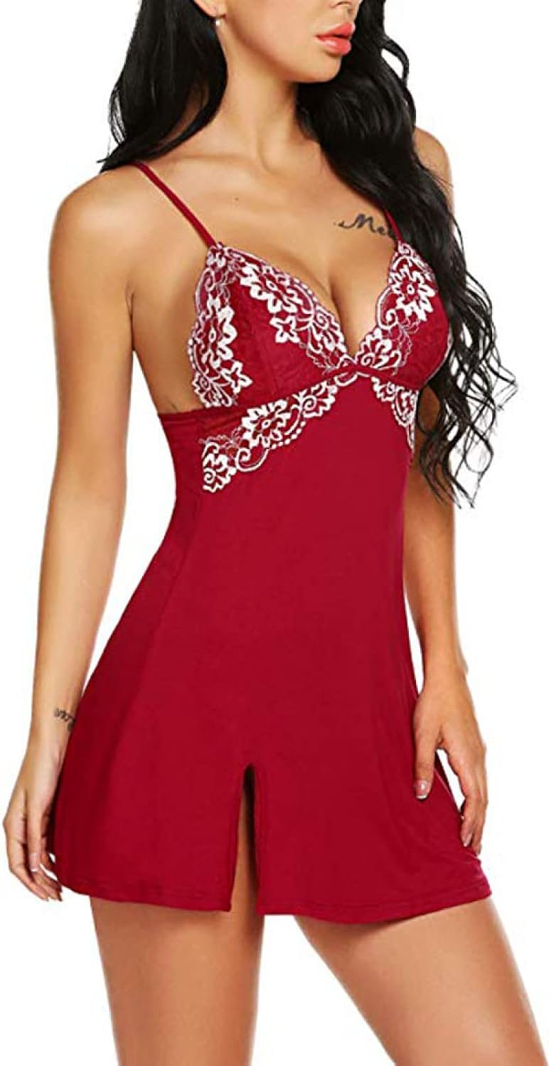 Boudoir Outfits Floral Lace V-Neck Strap Night Dress Women'S Nightgown