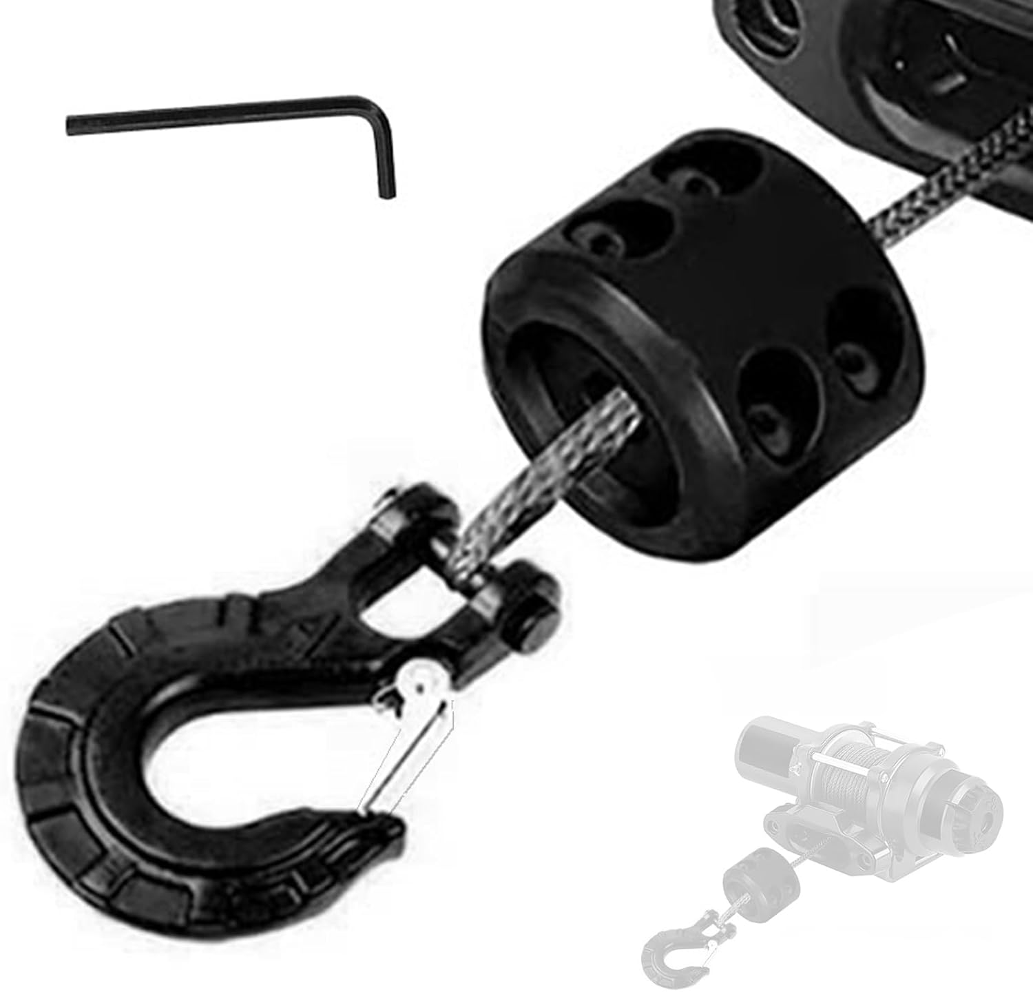 Excellent Winch Hook Set with Rubber Guard and Secure Locks Works on Off Road Vehicle 3 8 Inch Synthetic or Steel Lines Utv Recovery Equipment