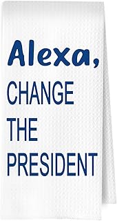 Funny Political Kitchen Towels - Funny Decorative Waffle Dish Towels, Change The President Hand Tea Towel, 16x24 Inches - Blue