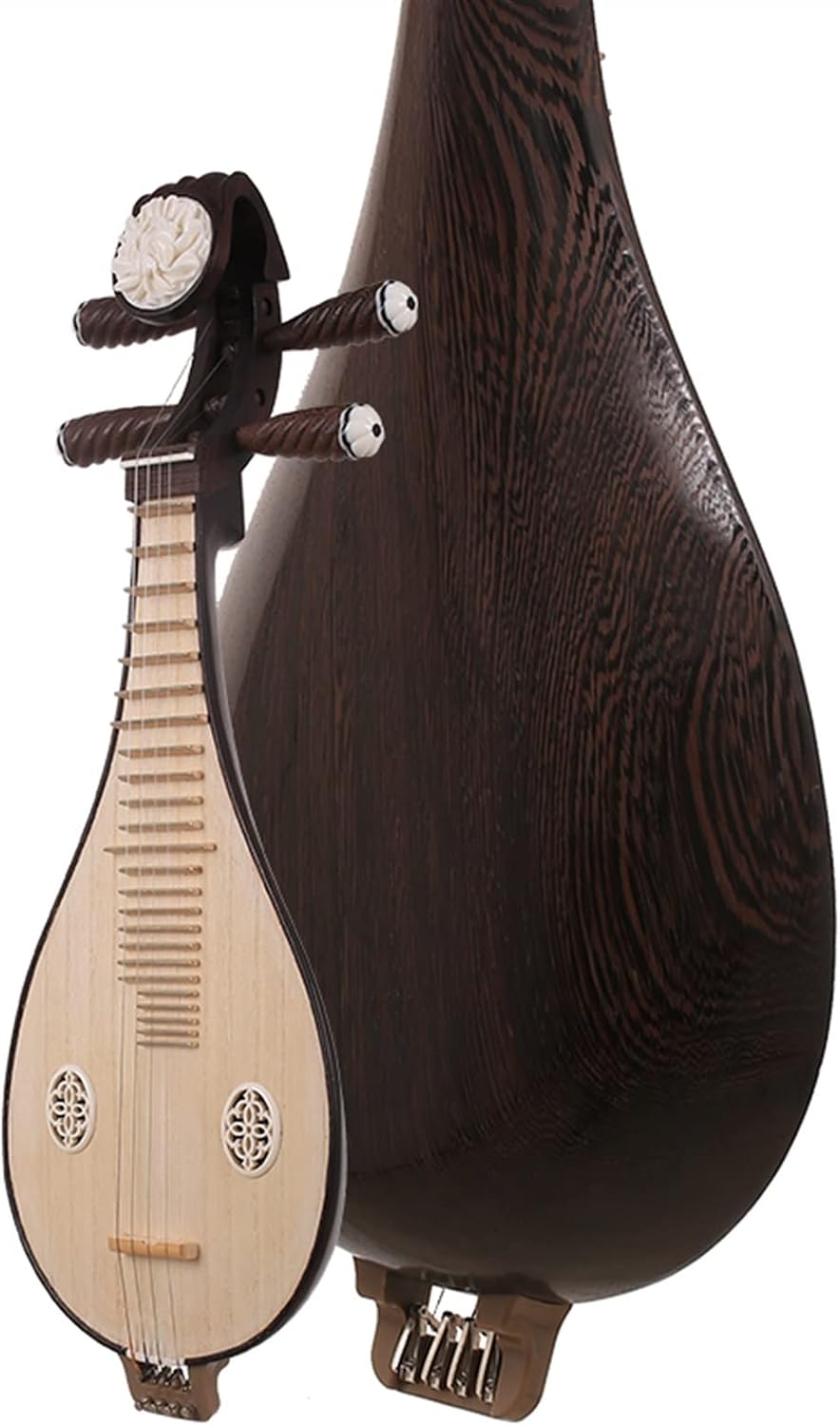 FLFL PiPa Ethnic Plucked Musical Instrument Polished Natural Texture Chicken Wing Wood Earth Pipa Small Lute Liuqin Stage Performance Bronze