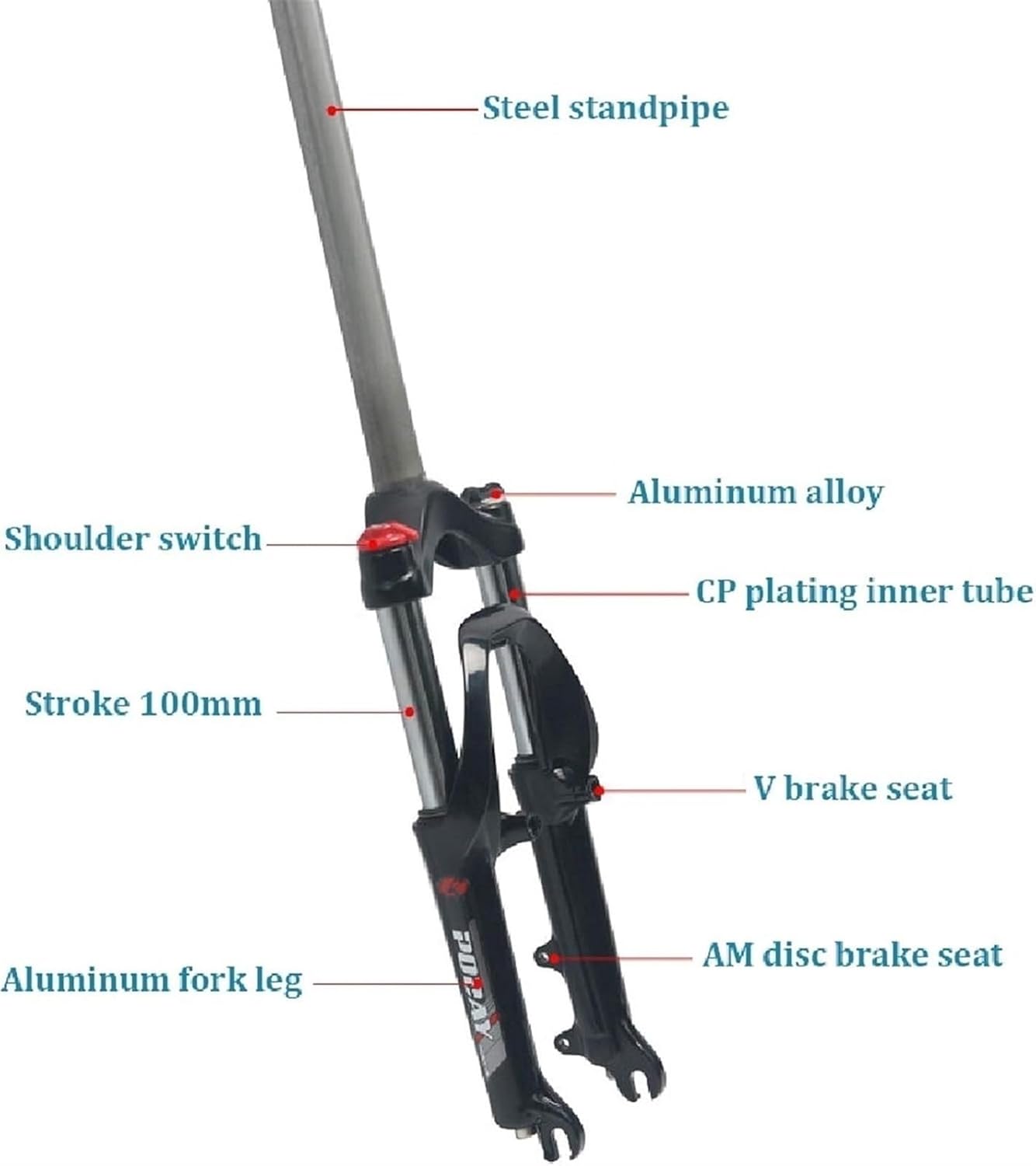 20 Inch MTB Hydraulic Shock Absorber 1-1/8" Forks Travel 110mm Bicycle Suspension Fork