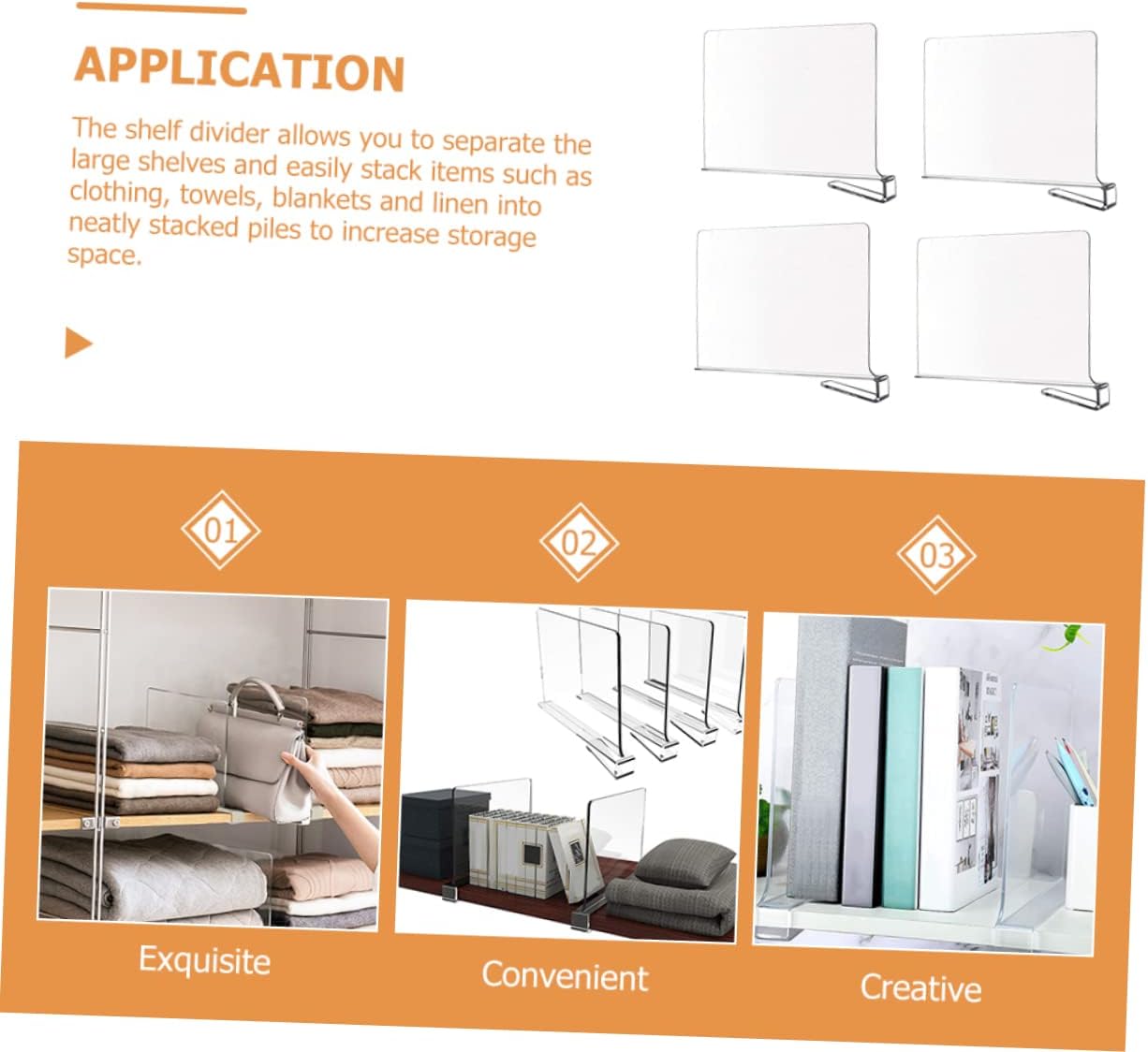 MAGICLULU 4pcs Shelf Divider Clothes Bags Wardrobe Divider Organizer for Closet Shelf Bathroom