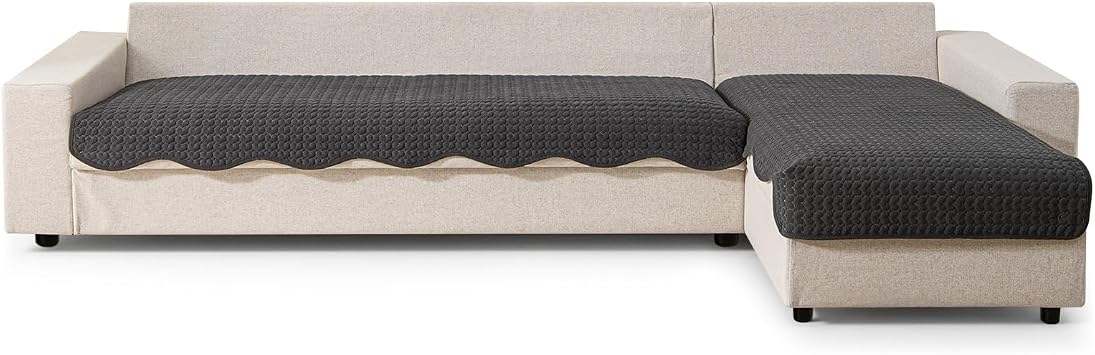 Sectional Sofa Couch Cover 2 Pcs L Shape Couch Slipcover Non-Slip Sofa Cushion Cover for Kids & Pets, Living Room Decor & Furniture Protector