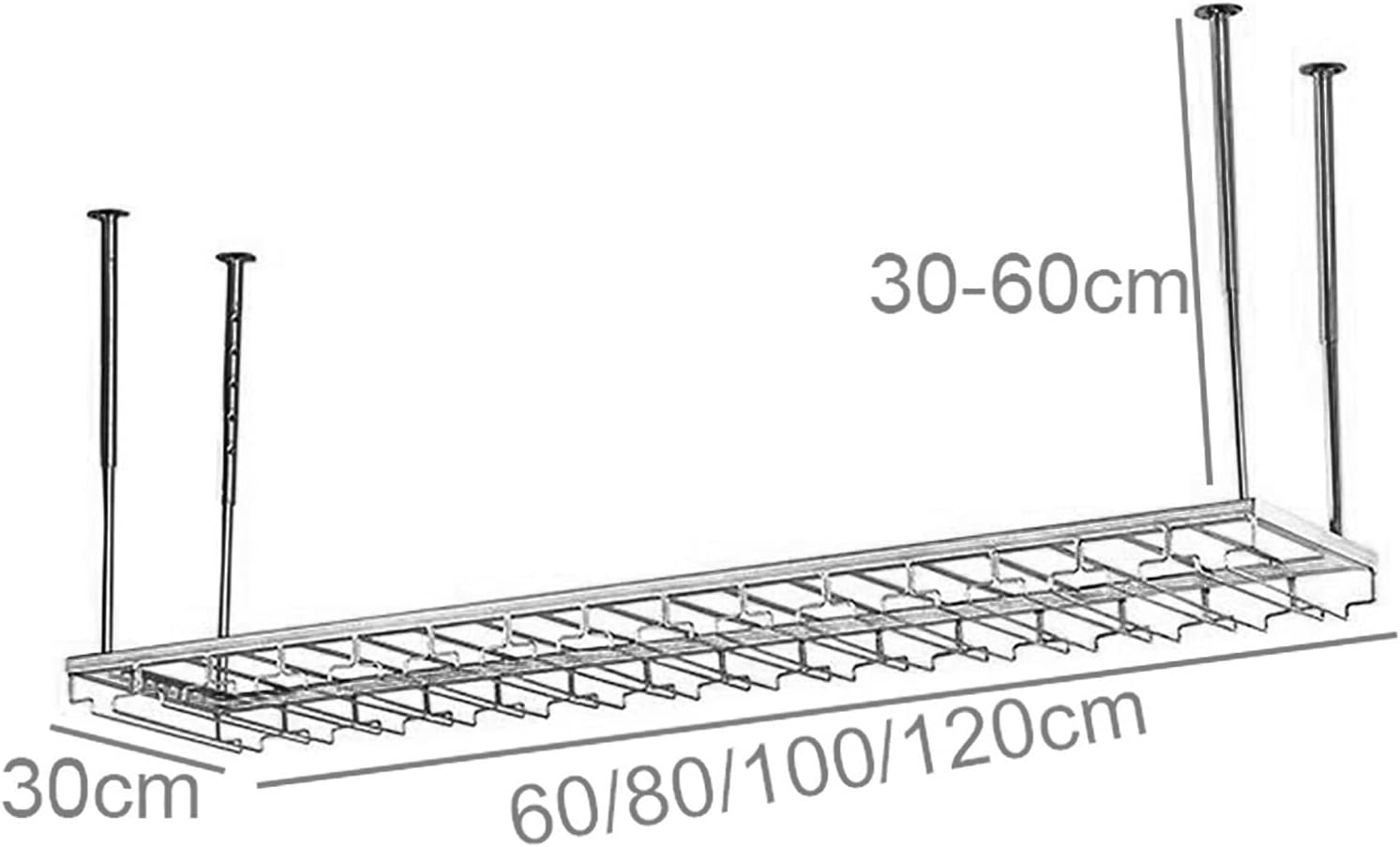 Hanging Wine Glass Holder Industrial Wine Racks,Ceiling Wine Holder,Adjustable Height,Wall-Mounted Iron Wine Glass Rack,White Stemware Shelf for Bars Restaurants Kitchens