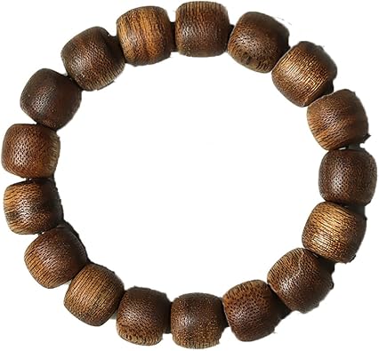 12mm,Lllunimon Natural Vietnam Agarwood Bracelets,Nha Trang Old Material Agarwood Barrel Beads Bracelet, Women Mens Wooden Bracelet