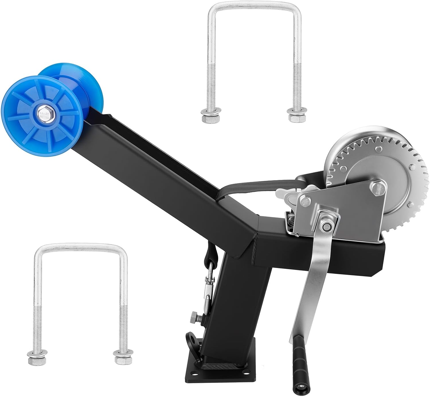 Boat Trailer Winch Stand with 1200LB Boat Winch Compatible with 3" W X 4" H Trailer Drawbar, Up/Down Adjustable Boat Winch Mounts, Boat Trailer Winch Post for Speedboats, Fishing Boats & Motorboats