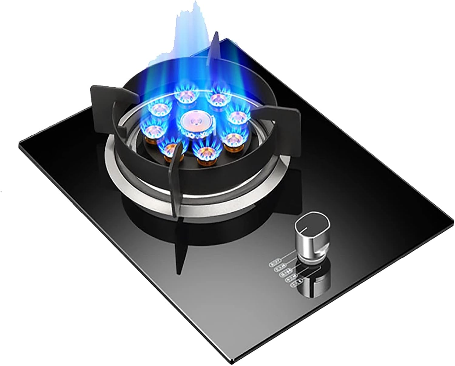 Burner Gas Cooker gas hob 33CM Built-in Indoor Gas Hob, Natural Gas/Propane Gas,Black Tempered Glass & Stainless Steel Panel In Easy To Clean，for Kitchen Camping RV And More(F,NG)