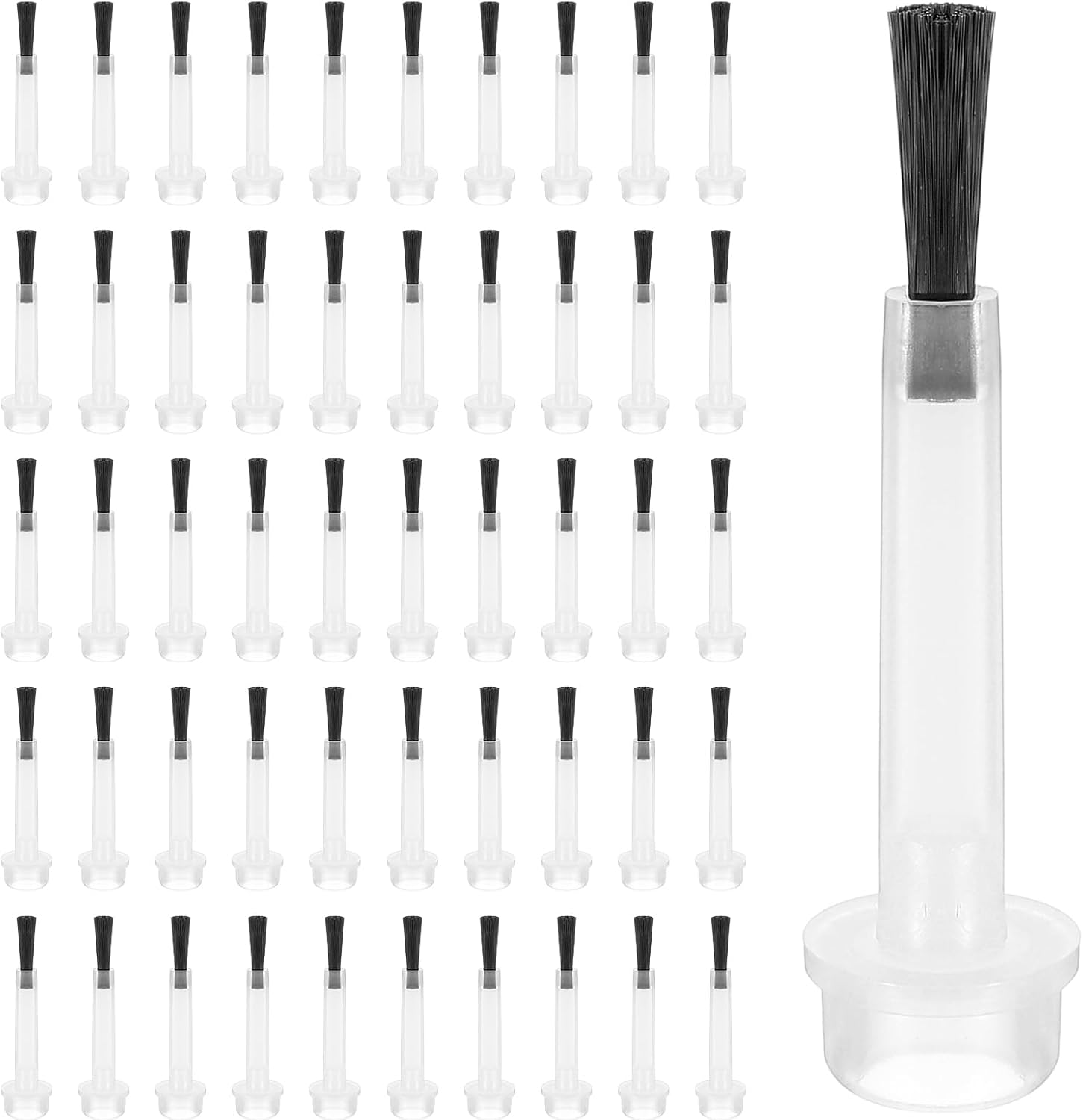 Teaaha 50 stuks nagellak-vervangingskwast, zwart, 11 mm gelpenseel voor nagels, nagellak, kwast, wegwerp gel, vervangingskwast voor doe-het-zelf nagelsalon, nagelkwast voor poeder, vloeibare kits