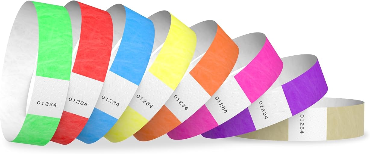 Wristco 800 WristCo Tyvek Wristbands for Events, 8-Color Variety Pack – Tamper-Proof Design Prevents Reuse – Premium-Grade Bracelets for Hospital & Medical ID, Party, VIP Identification