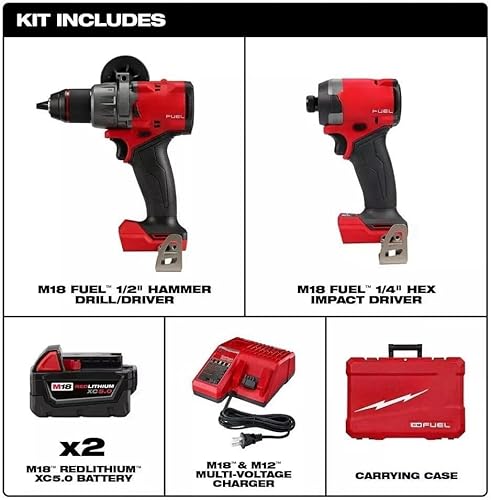 xokisde 3697-22 M18 for FUEL 18V 2-Tool Combo Kit Hammer Drill & Impact Driver for Milwaukee Tool thumbnail 2