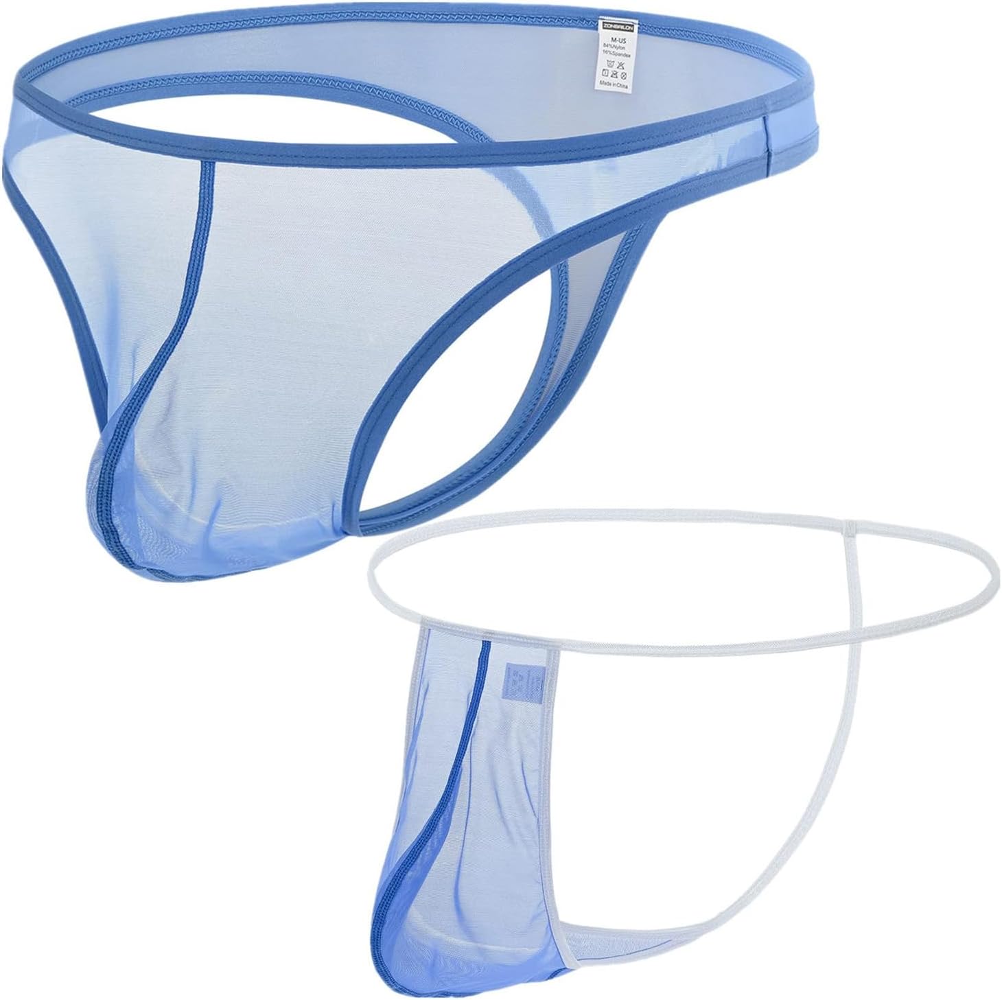 ZONBAILON Mens Sexy Sheer Thong Underwear See Through Mesh Bulge Pouch G-String T-Back Briefs M L XL 2XL 3XL
