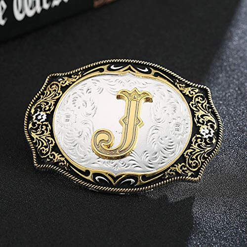 Huabola Calyn Western Belt Buckle Initial Letters Abcdmrj To Z Cowboy Rodeo Small Gold Belt Buckles For Men Women (J) #TOP1