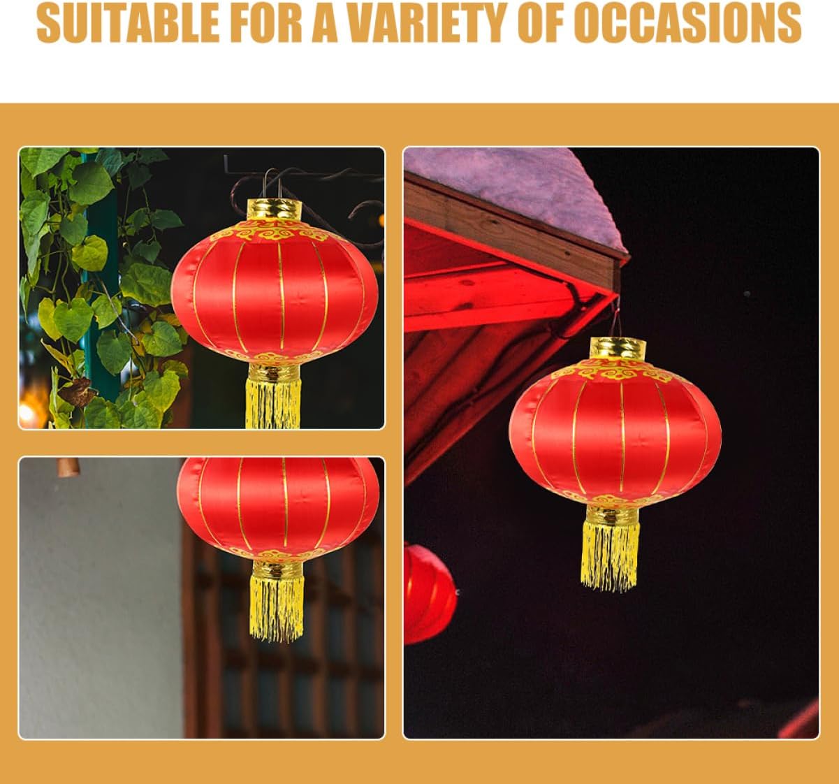 2pcs Asian Silk Lantern Vintage Red Fabric Hanging Lantern Oriental Decor for New Year Festival Event