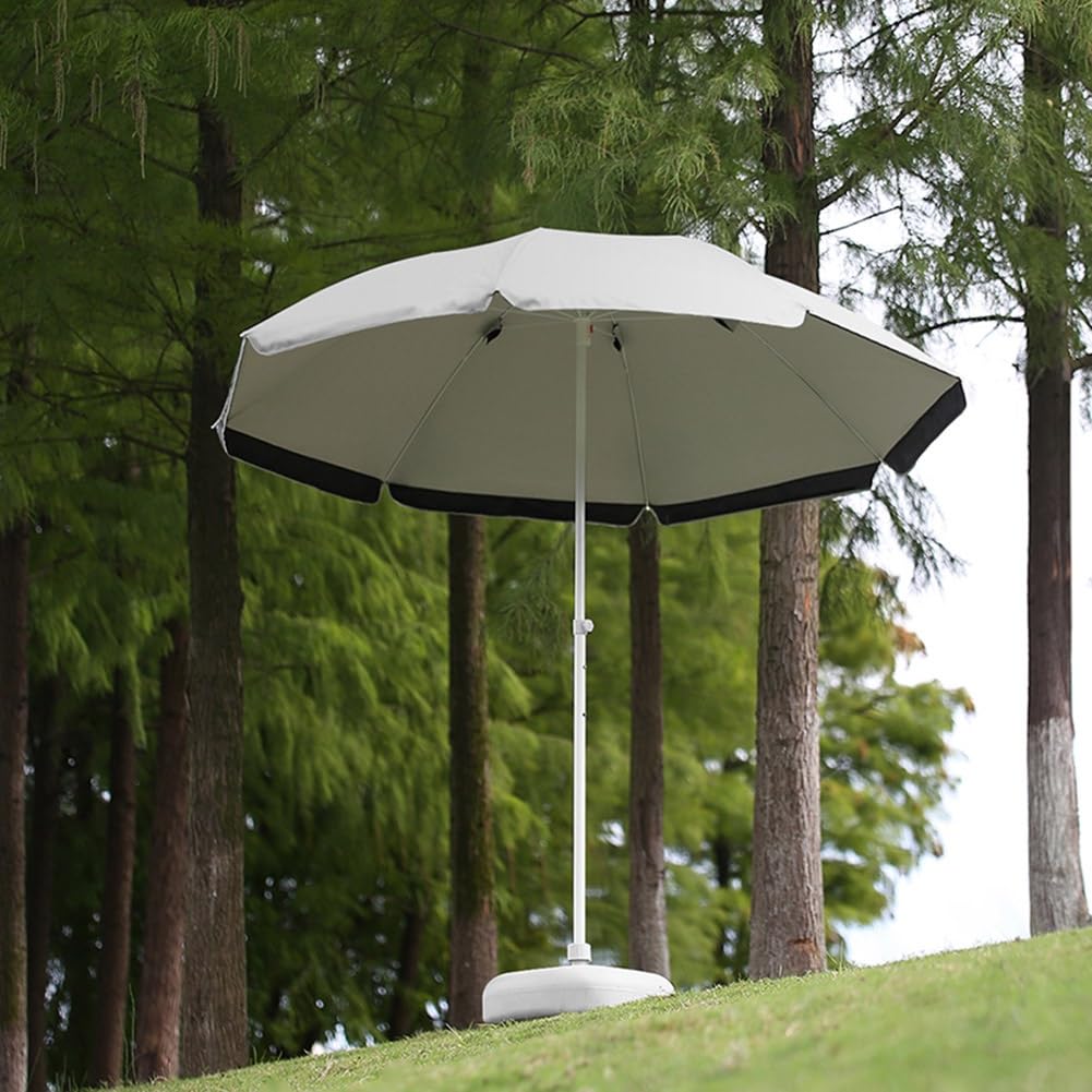 Ombrellone da spiaggia bianco per esterni, ombrellone rotondo portatile con telo impermeabile a 2 livelli, protezione solare 50+ per patio, terrazzo e tavolo.