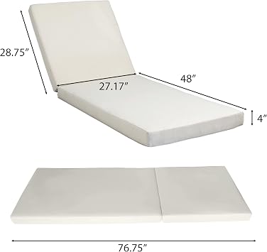 Hcduvso Chaise Lounge Cushions Outdoor, Waterproof Sun Lounger Replacement Cushions - Patio Lounger Pads with Hook and Loop Ties for Pool, Deck, Lawn